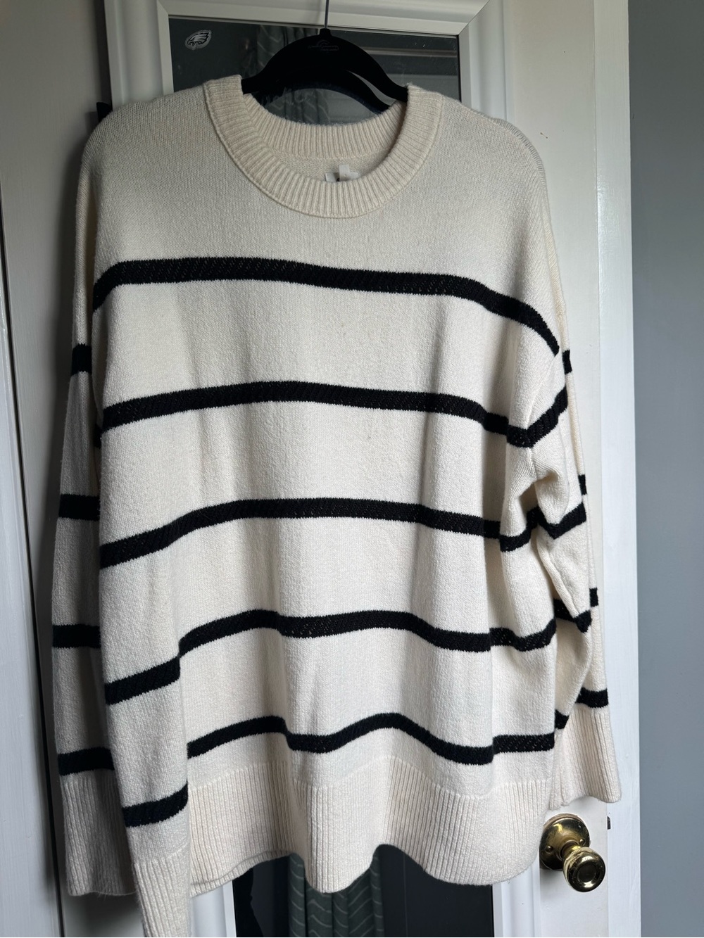 Aerie Cream and Black Striped Knit Sweater